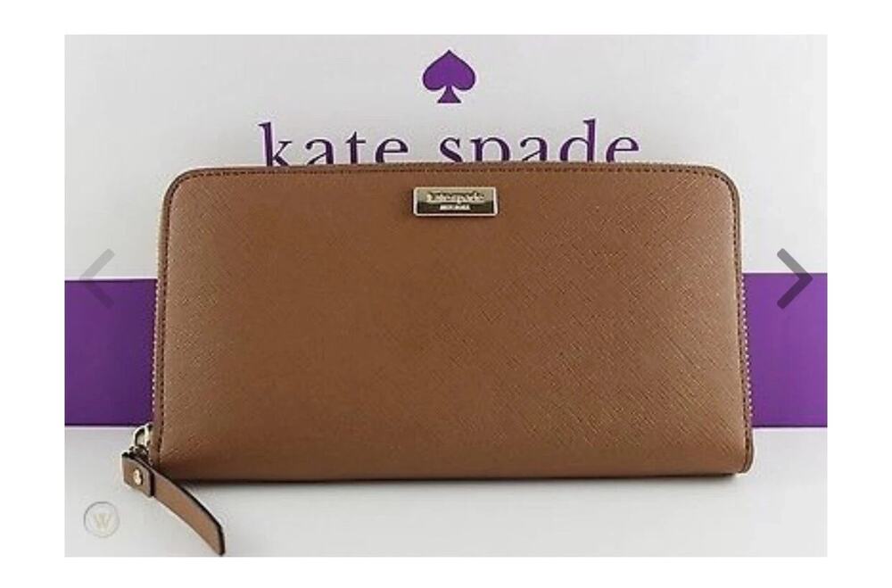 NWT Kate Spade Newbury Lane Neda BrownLeather Zip Around Wallet WKRU1498